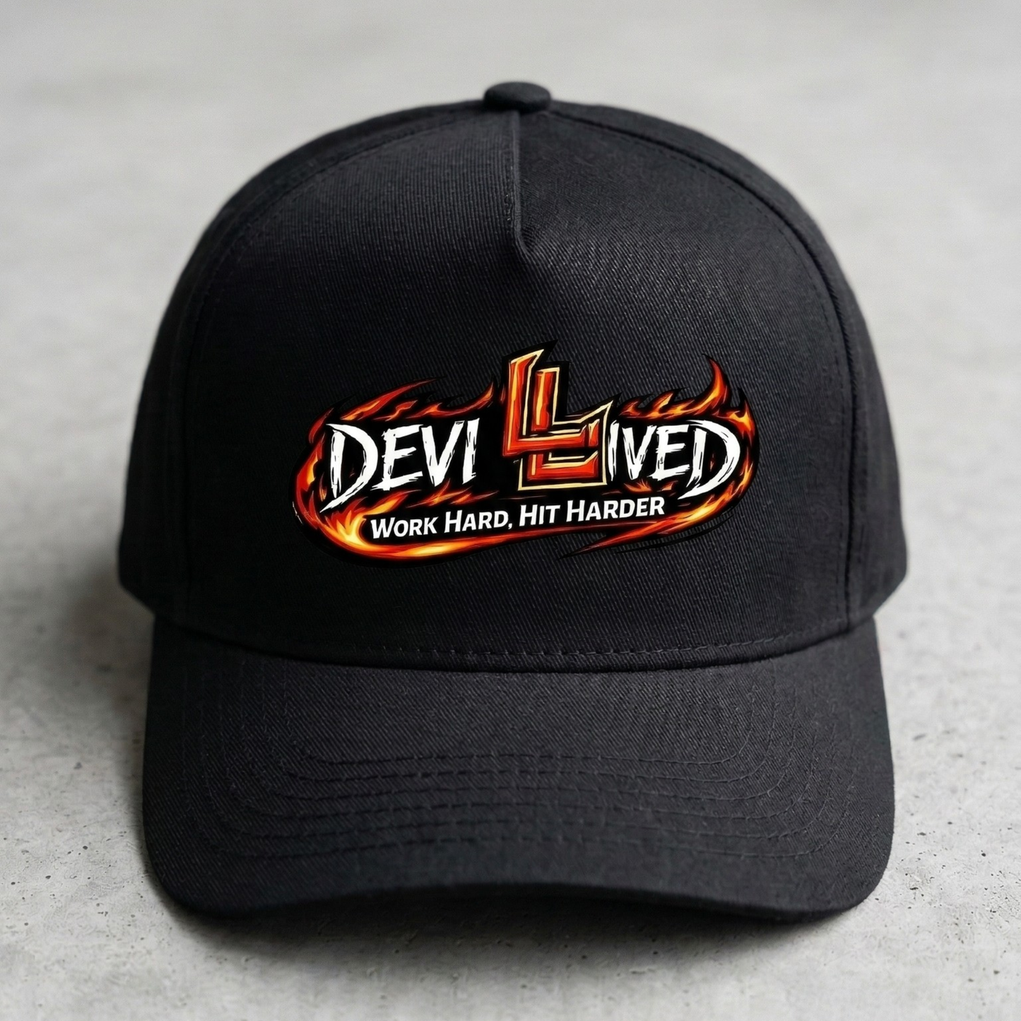 "DEVIL LIVED" Premium Printed Baseball Caps.
