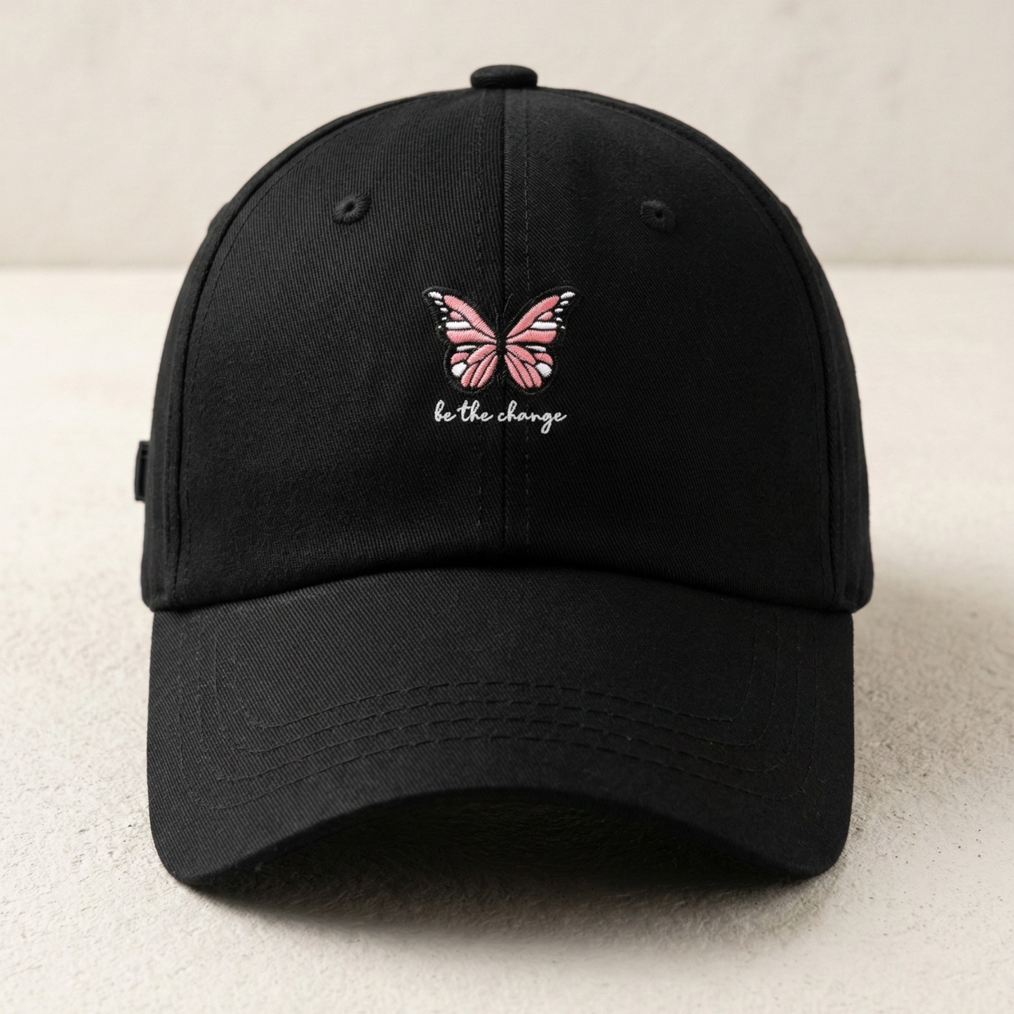 "Be the Change" Butterfly Embroidered Baseball Cap