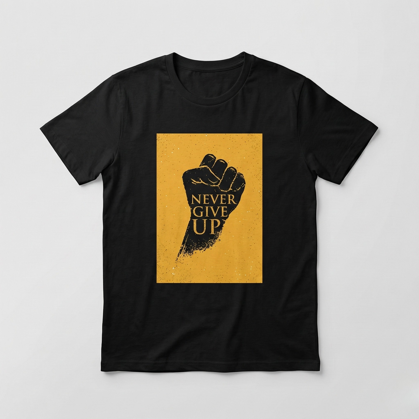 "Never Give Up" – Inspirational Graphic T-Shirt (Fist of Resilience Design)