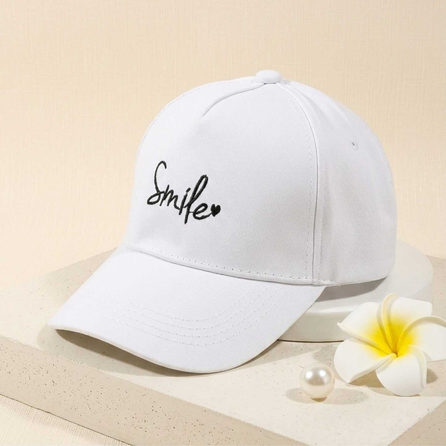 "Smile" Minimalist Embroidered Baseball Cap
