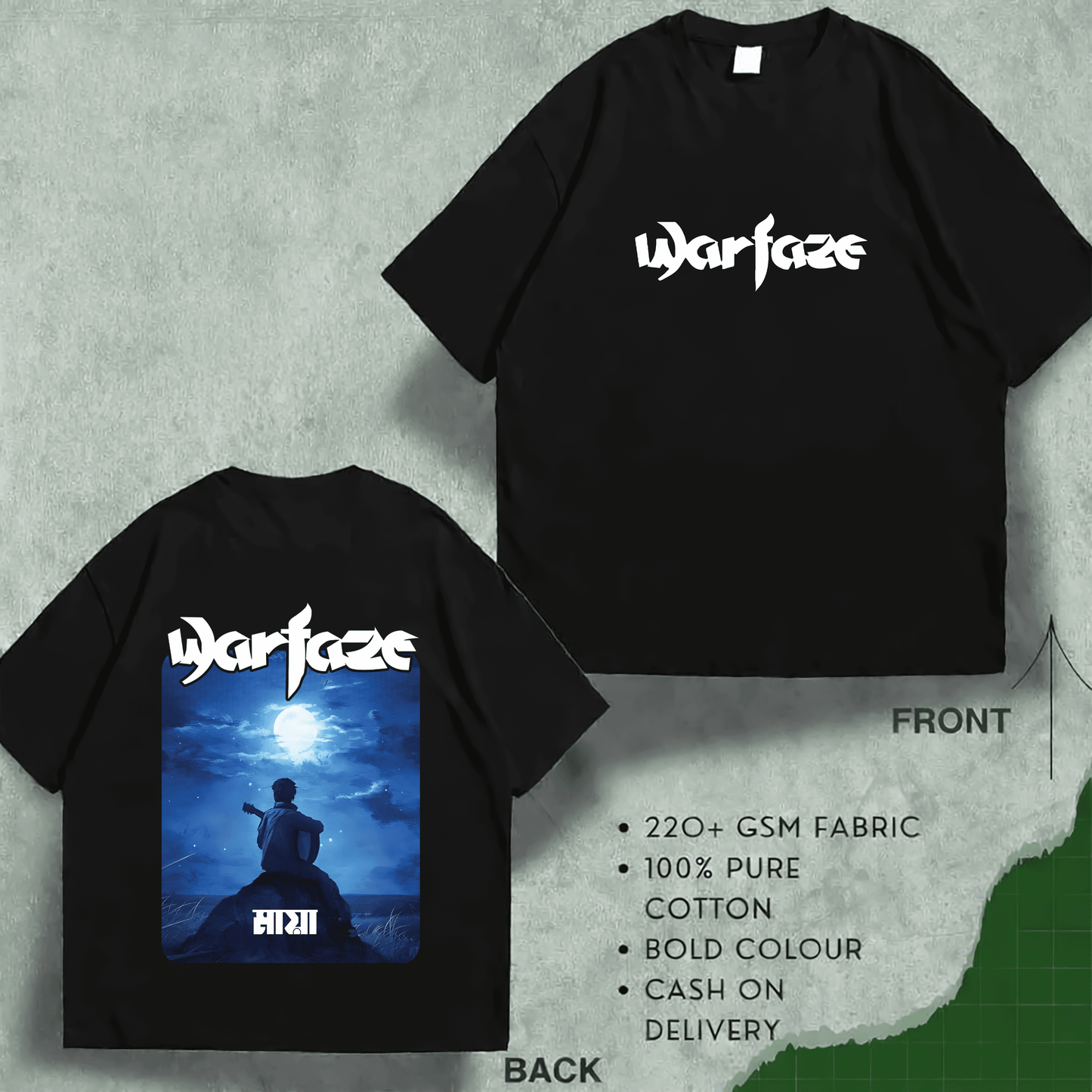 ওয়ারফেজ প্রিমিয়াম মানের ড্রপ শোল্ডার, অত্যাশ্চর্য DTF প্রিন্ট সহ 