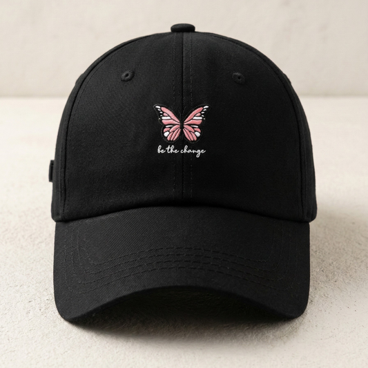 "Be the Change" Butterfly Embroidered Baseball Cap