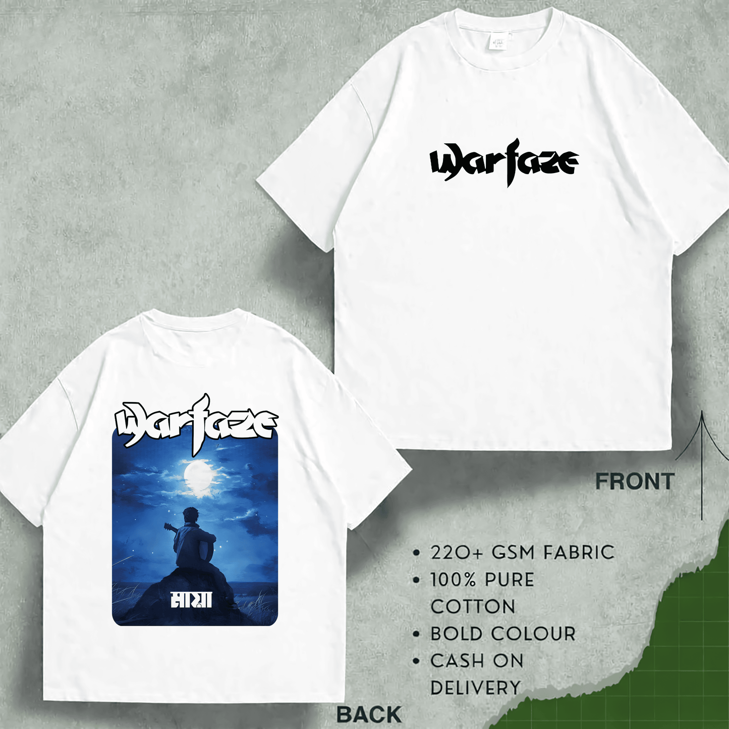 ওয়ারফেজ প্রিমিয়াম মানের ড্রপ শোল্ডার, অত্যাশ্চর্য DTF প্রিন্ট সহ 