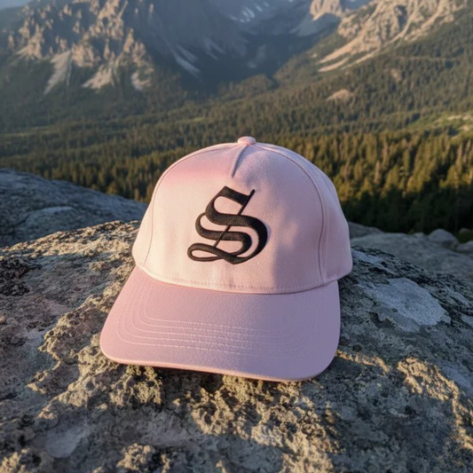 "Summit Seeker" Pink Snapback Cap with Embroidered 'S' Logo