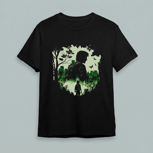 "The Urban Explorer" – Nature Silhouette Graphic T-Shirt (Green Wilderness Design)