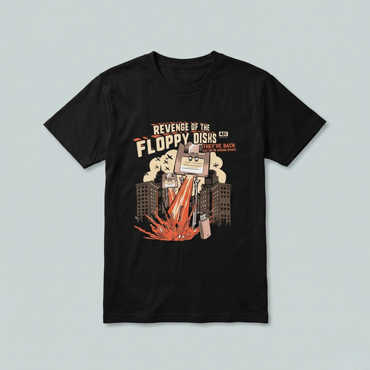 Revenge of the Floppy Disks – Retro Graphic Premium Cotton T-Shirt